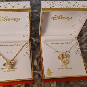 Disney Gold Plated Mickey and Minnie Mouse Necklaces